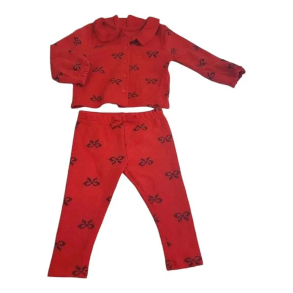 3-6MRed and Black Bow Cardigan Pant Set Unisex Kids Clothes Matching Holiday - Picture 3 of 11